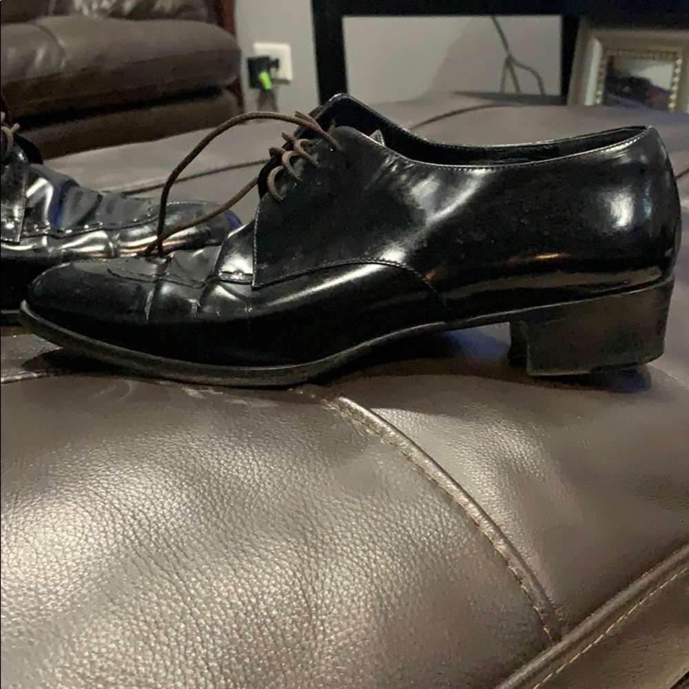 Prada black leather Oxford shoes